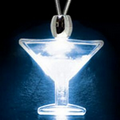 Light Up Necklace - Acrylic Martini Pendant - Blue